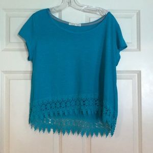 Teal Lace Crop Top